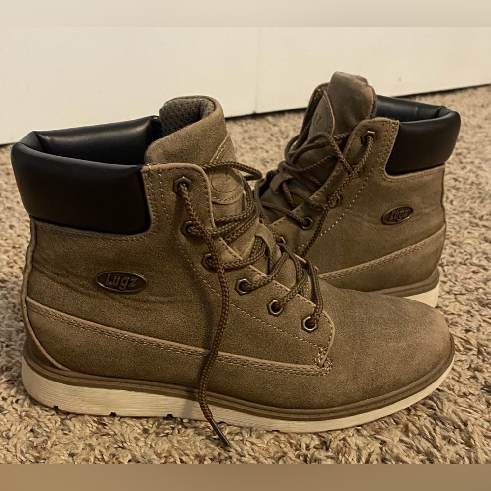 Lugz Womens Brown Suede Lace-Up Moto Ankle Boots